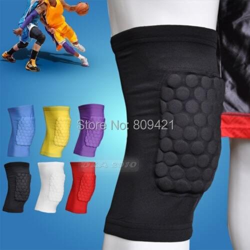 WholeSale 50pcs/lot Honeycomb Foam Pad Crashproof Antislip Basketball Leg Knee Short Sleeve M L XL cellular Sponge Free Shipment