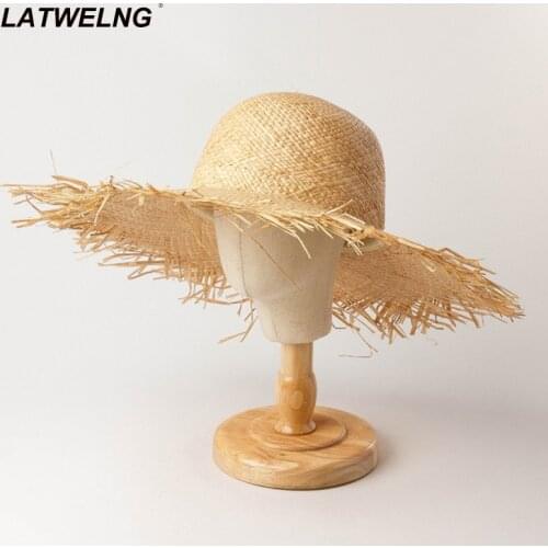 Wholesale Raffia Cooling Children Summer Sun Hat Girls Big Brim Beach Hat Floppy Parent-child UV Hats
