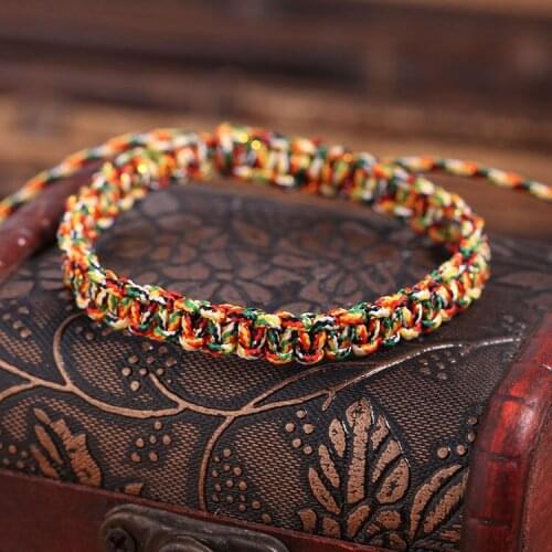 Tibetan Buddhist Handwoven Braided Rope Knots Bracelets Prayer Bead Charm Lover Wristbands Multi Color Rope Bracelet