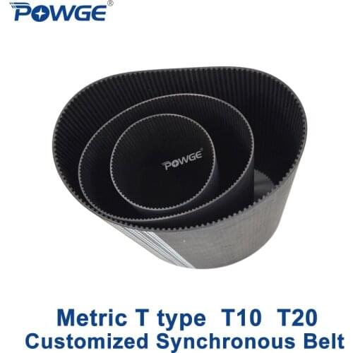 POWGE Metric T Type T10 T20 synchronous Pitch 10mm 20mm Customized production all kinds of Trapezoid T10 T20 Timing Belt pulley