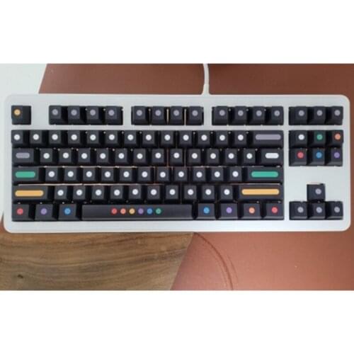 C1FB PBT Five Sides Dye-subbed 128 Keycaps Cherry Profile Beautful Dots Strips Ful Set 128 Keycaps for Standard Keyboard