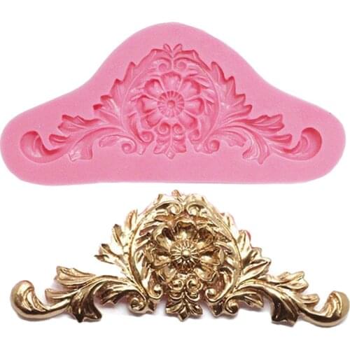 Pink 3D Baroque Crown Sugarcraft Fondant Chocolate Silicone Cake Mold Vintage Relief Decorating Tool Kitchen Baking Pastry Decor