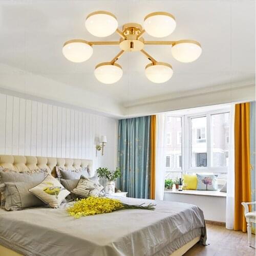 SGROW LED Lampara Indoor Lighting Fixture 6/12 Heads Acrylic Ceiling Lamp Modern Gold Iron Hanging Lamp for Living Room Bedroom