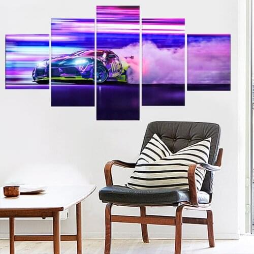 Modern Wall Canvas Painting Pictures 5 Panels Meditation Toyota Supra Car Posters Racing drift Print Room Home Wall Decoration