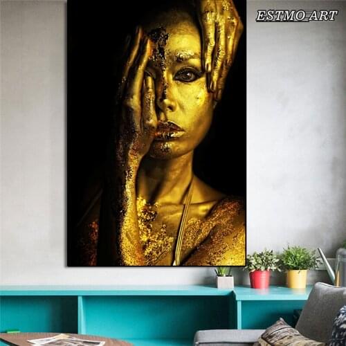 Light luxury African Art Black and Gold Woman Decorative Paintings American Style Classical Figure Painting Home Decor