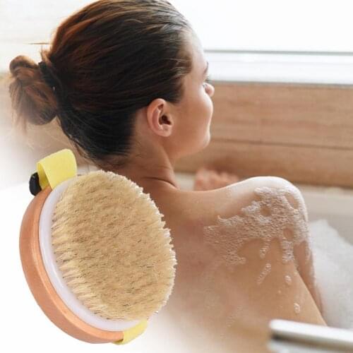 Body Cleaning Brush Adjustable Portable Boar Bristles Dry Wet Exfoliating Massager Bathroom Body Brushes Bathing Brush