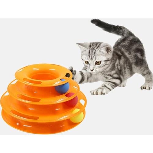 Three Levels pet cat toy Training Amusement plate Kitten Tower Tracks Disc cat Intelligence Amusement triple disc cat toys ball