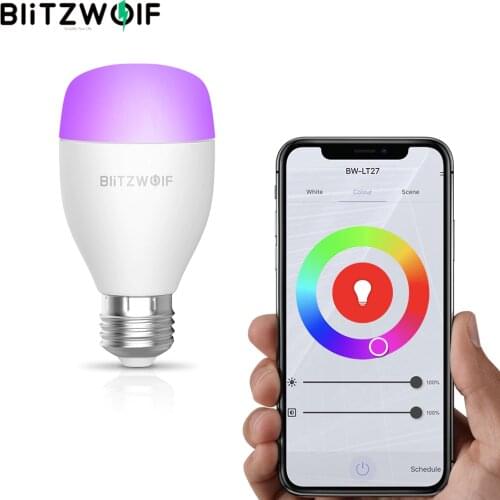BlitzWolf Wifi Smart Remote AC100-240V RGBWW+CW 9W E27 APP Smart LED Bulb Work With Alexa Google Assistant + IR Remote Control