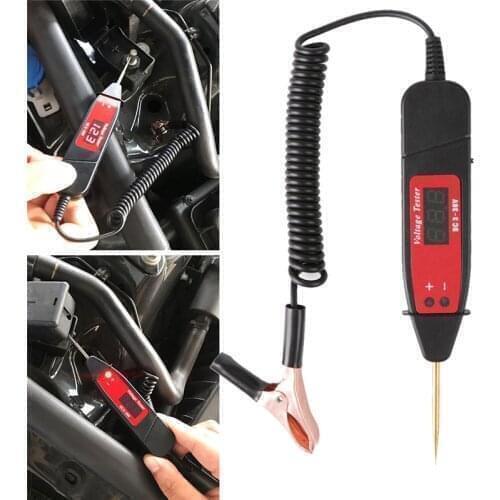 Universal 5-48V LCD Digital Automotive Car Circuit Tester Auto Voltage Meter Power Probe Lamp Test Pen with 14inch Spring Cable