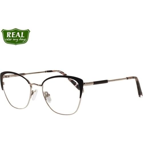 Vintage Eyebrow Point Cat Eyes Optical Glasses Frame Woman Metal Prescription Myopia Eyewear Glasses