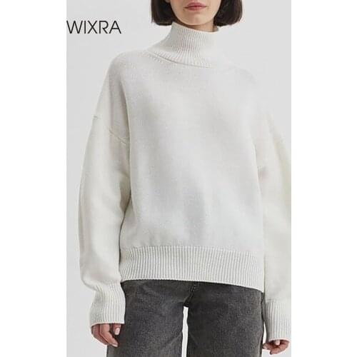 Wixra Turtleneck Sweaters Women Pullover Femme Jumper Must Have Ladies Loose Knitwear Top Autumn Winter