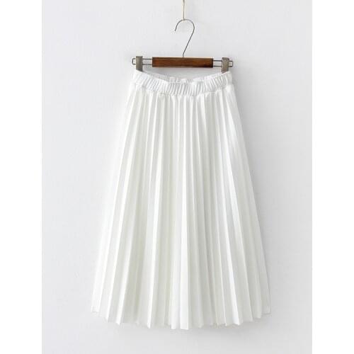 2019 Summer New Women Fashion Skirts High Waist Elascity Casual Solid Pleated Chiffon Party Skirt