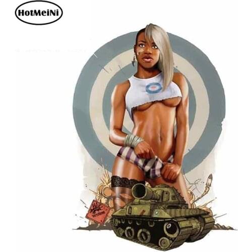 HotMeiNi 13cm x 9.5cm Funny Rugged Military Pin Up Girl Decal Motorcycle Car Sticker