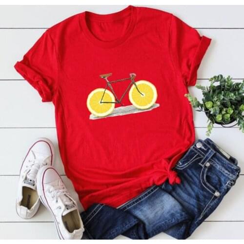Art Print Graphic Tee Lemon Pattern Clothing Women Korean Vacation Graphic T Shirts Summer Plus Size Beach Hawaii Tops XL