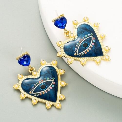 Blue Eye Dripping Oil Earrings For Women Multicolor Crystal Drop Earrings Womens Steampunk Cool Statement Earrings Jewelry