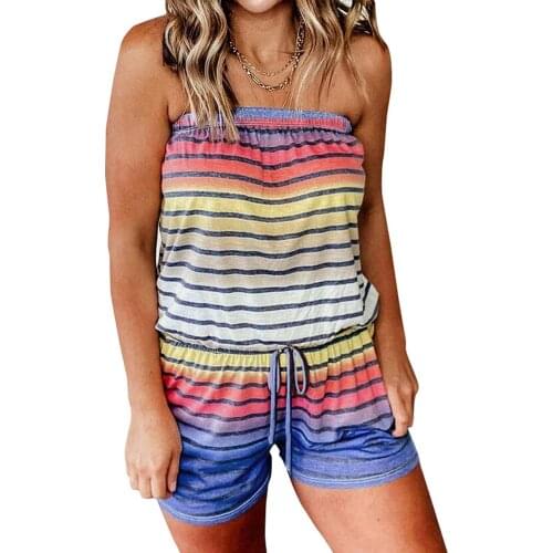 Jumpsuit Women Summer 2021 Womens Sleeveless Beach Short Jumpsuit Strapless Summer Romper Casual Beach Wear mono mujer verano
