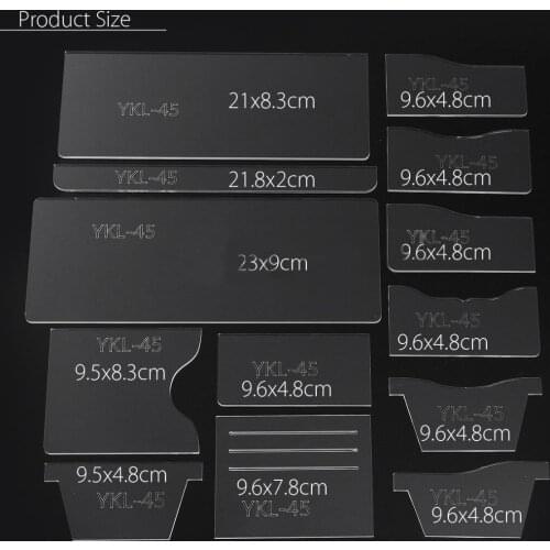 13pcs Transparent Leather Craft Acrylic Mold Clear Acrylic Wallet Pattern Stencil Template Set Home DIY Leather Cutting Tool