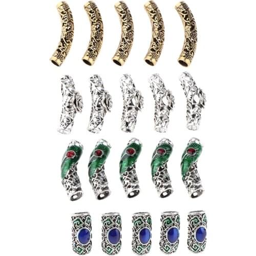 20x Hollow Out Beads Tube Hair Braid Decors Accessories Hair Clip