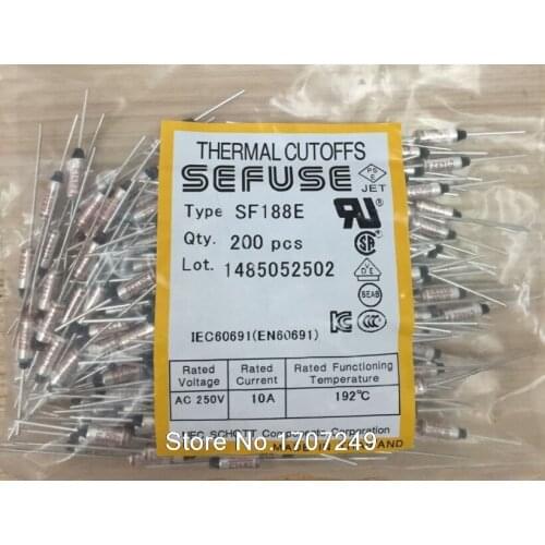Free Shipping 100PCS/lot NEW SF188E SEFUSE Cutoffs Thermal Fuse 192C 192 Degree 10A 250V Metal fuse SF188E