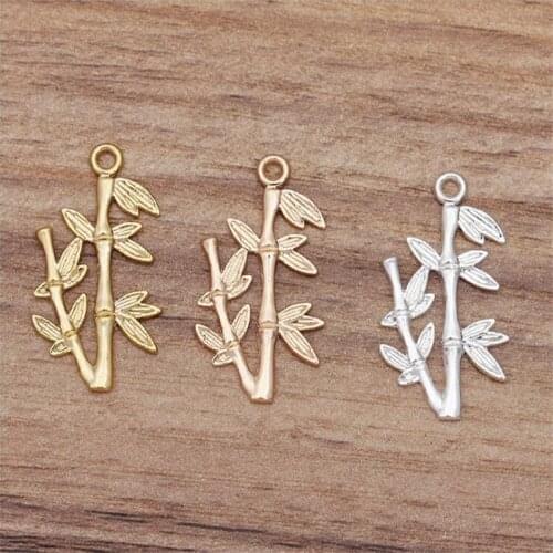 SIXTY TOWFISH 20 Pieces DIY Jewelry Accessories 29*15mm Alloy Ancient Retro Style Materials Bamboo Charms