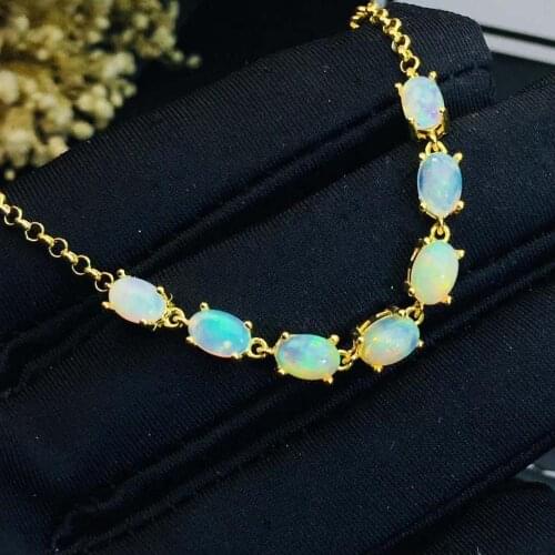 100% Natural And Real Opal bracelet Solid S925 Sterling Silver For Women Colour Gem Stone Rings Fine Jewelry