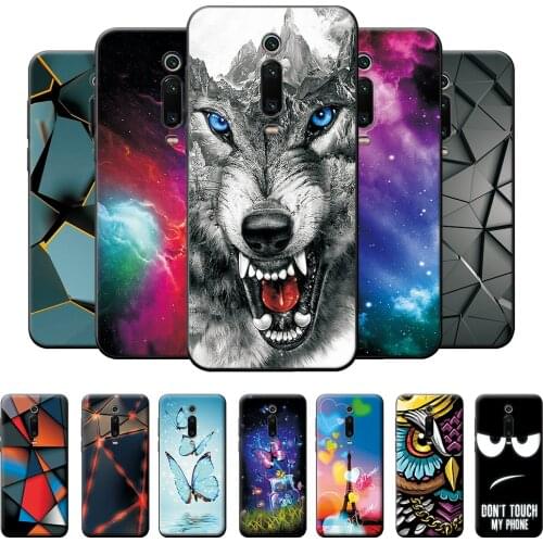 Mi 9T Case For Xiaomi Mi 9T Case Bumper on For Xiaomi Mi9T Back Cover 6.39 inch Protective Phone Bags Cool Wolf Black Silicone