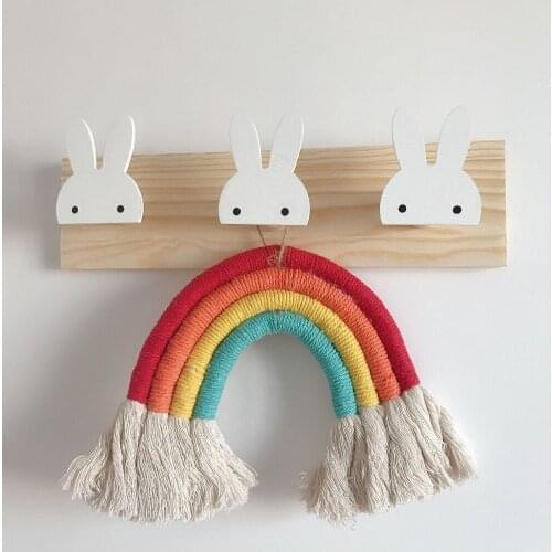 Decorative Wooden Hooks White Bunny Swan Natural Wood Hooks For Baby Bory Girl Kids Nursery Room Storage Decoration MJ1106