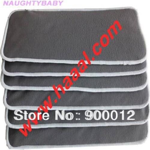 Free Shipping Naughty Baby Charcoal Bamboo 400pcs 4 Layers(2+2) Washable Reusable Baby Cloth Diaper Nappy Inserts