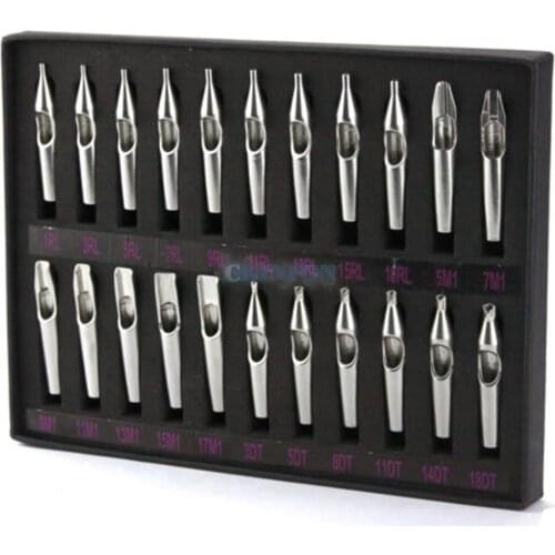 DHL 50Set 22Pcs/set 304 Stainless Steel Tattoo Nozzle Tips Gun Machine Set Kit Ink Supplies