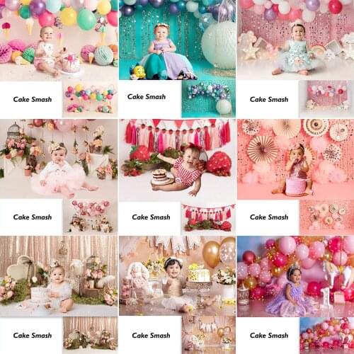 Cake Smash 1st Birthday Backdrop for Photography Girls Boy Theme Party Decoration Newborn Kids Sweet Portrait Photo Background