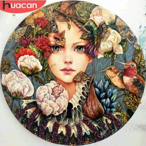 HUACAN DIY Diamond Painting Full Square Cartoon Girl Diamond Embroidery Mosaic Full Display Picture Of Rhinestones Home Decor