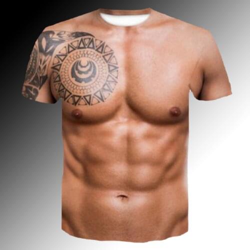 Humor 3D Digital Printed Body Pattern MuscleT-shirt Short Sleeve Men Christmas Halloween