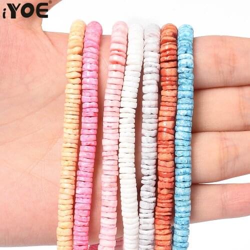 IYOE 308-360pcs/Lot 5mm Flat Round Natural Freshwater Shell Beads Irregular Shell Chips Jewelry Spacer Beads For Making Bracelet