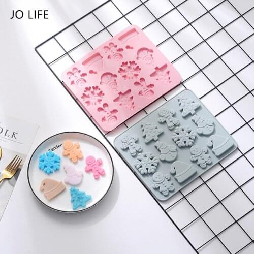JO LIFE Gingerman Snowflake Cake Decoration Mold Christmas Party Fondant Cookie Baking Candy Chocolate Moulds Silicone Mould