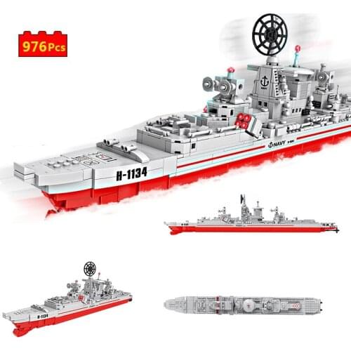 Military Series World War 1:200 Soviet Navy Kresta I class cruiser DIY Model Building Blocks Bricks Toys Gifts