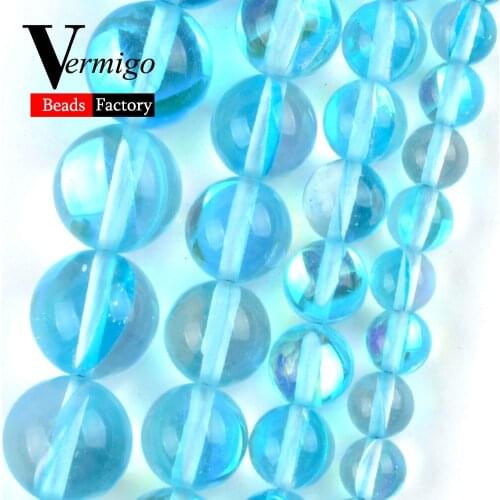 Natural Lake Blue Austrian Crystal Stone Round for Jewelry Making 6-12mm Loose Beads Diy Bracelet Necklace Accessories Wholesale