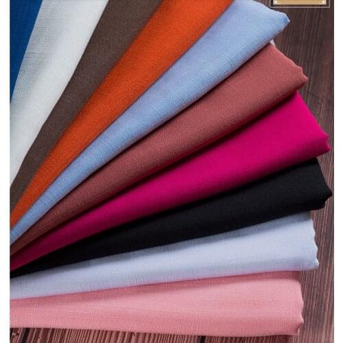 Hot !150cm x50cm solid color cotton linen cloth slub soft fabric DIY dress robes clothing handmade