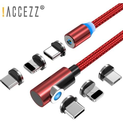 !ACCEZZ 2m Magnetic Cable Fast Charging For iPhone Samsung Android USB Type C Micro USB Cable Round+L Magnet Charger Wire Cord
