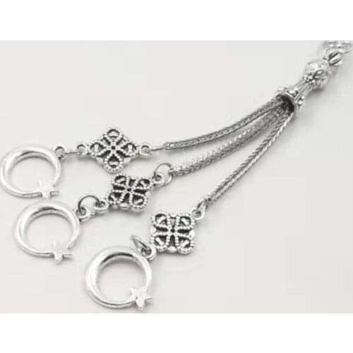 Stars and moon Metal Tasbih accessories tassels Three chains Classic style popular rosary tassel metal Tasbih Pendant