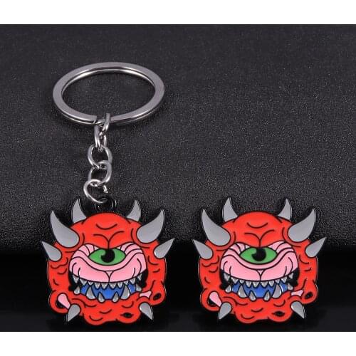 Game Doom Eternal Cacodemon Cute Cartoon Enamel Alloy Metal Keychain Keyring Key Chain Bag Clothes Coats Lapel Badge Brooch Pin