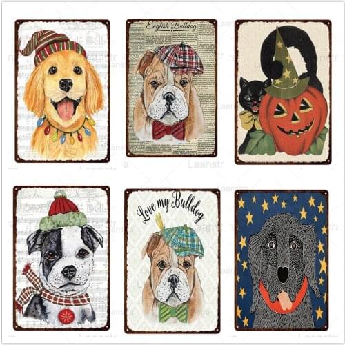 Cute Golden Retriever Pet Mental Plate Cat Cute Iron Sign Vintage Deocr Wall Poster Living Room Mental Sign Funny Pumpkin Decor