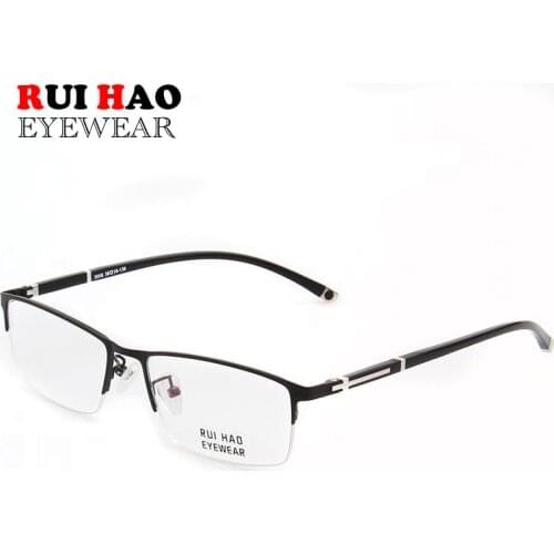 Rui Hao Eyewear Optical Glasses Frame Fashion Alloy and TR90 Temple Half Rimelss Eyeglasses Frames Men 3008