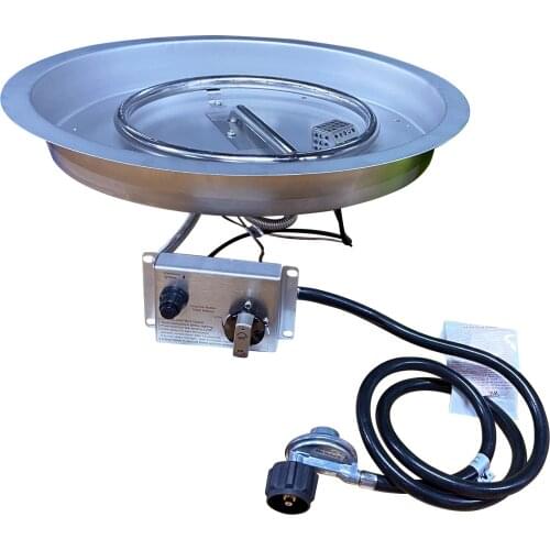 19" Round Drop in Pan Propane Fire Pit Assembly Kit with Control Valve and Hose Assembly 5Feet Long