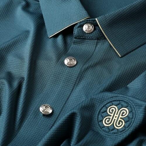 New high end seamless rubber badges summer moisture absorption fabric business casual lapel T-shirt short-sleeved Polo shirt me