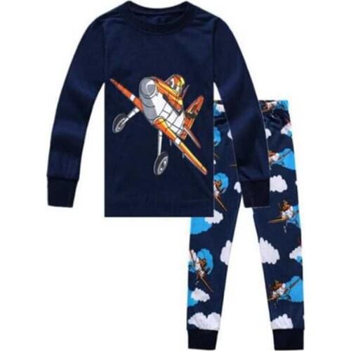 New Girl Boy Cotton Pajamas Sets Cartoon Toddler Sleepwear Airplane Pijamas Children Baby Long Sleeve Pyjamas Suit Kids Clothes