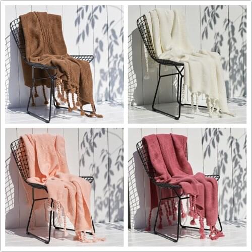 Handmade Sofa Blanket Office Casual Blanket Single Lunch Blanket Air Conditioning Blanket Knitted Tassel Blanket Shawl