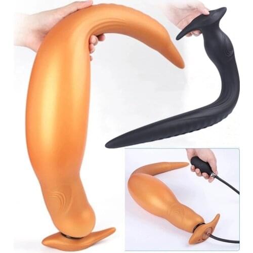 Huge Inflatable Anal Plugs Big Dildo BDSM Vagina Anus Expansion Masturbator Long Butt plug Adult Games Erotic Anal Sex Toys