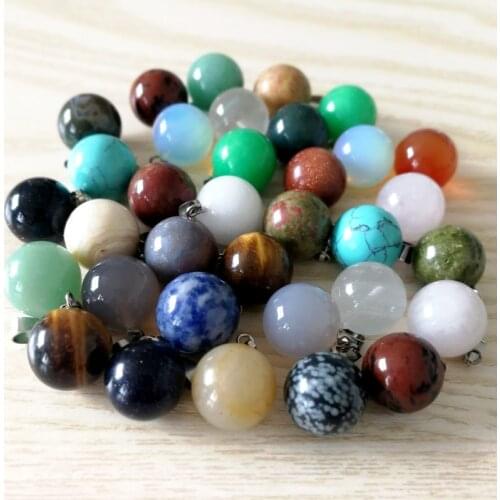Wholesale Fashion natural round stone pendants for jewelry making hot sell charm Necklace accessories 50Pcs/lot Free shipping