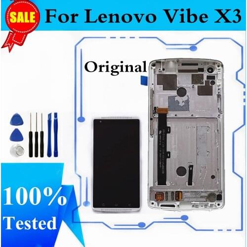 5.5" Original Screen For Lenovo Vibe X3 LCD Display Touch Screen Digitizer Frame For Lenovo X3 LCD Replacement For Lenovo X3A40