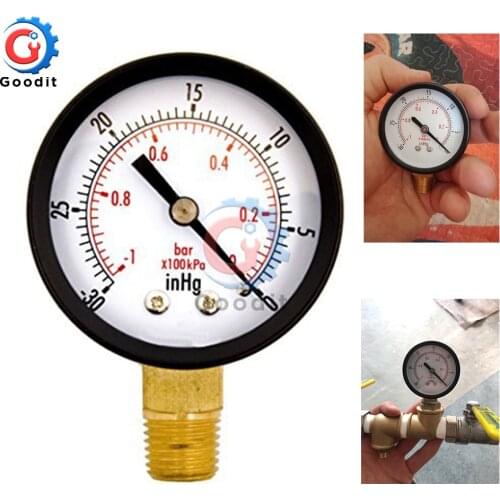 Portable Dual Scale Dial Gauge 1/4" NPT -30HG/0PS Vacuum Pressure Meter Gauge Manometer 2" Dial Display Digital Pressure Gauge